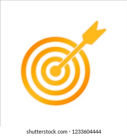 target icon. Orange sign with low light on white background