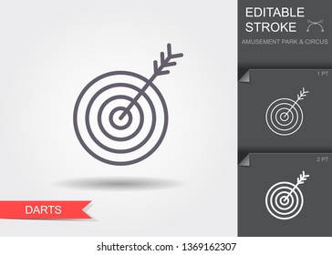 Target Icon. Outline icon with editable stroke. Linear symbol with shadow