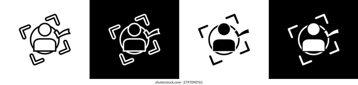 Target Icon In Outline And Glyph Styles With Black And White Variations
