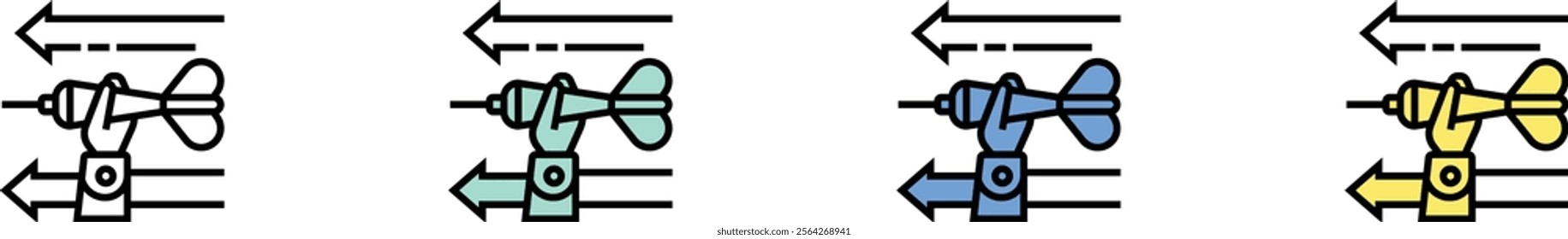 target icon. Outline, Green, Blue and Yellow Style Design Isolated On White Background