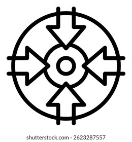 Target icon. Outline target vector icon for web design isolated on white background