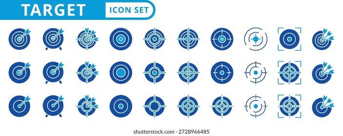 colección de ilustración de estilo plano de paquete de iconos de destino para objetivo y objetivo comercial
