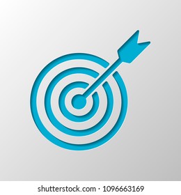 target icon. Paper design. Cutted symbol with shadow
