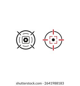 Target icon. Precision aim symbol. Vector focus mark. Black red design.