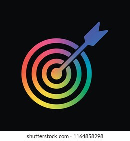 target icon. Rainbow color and dark background