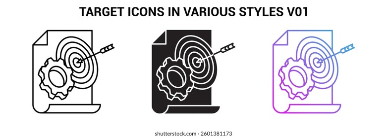 Target icon represented by Target simple symbol Line, Filled, Gradient style.