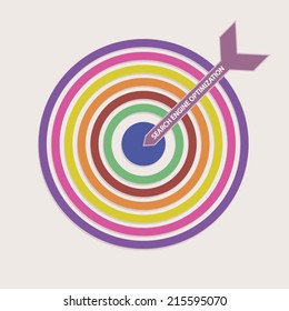 Target icon with search engine optimization dart concept flat retro design poster