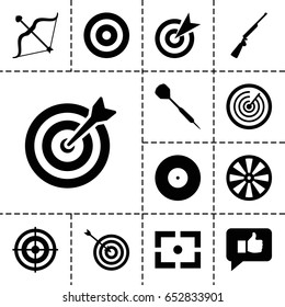 Target icon. set of 13 filled targeticons such as target, bow, dart, center focus, hundting gun