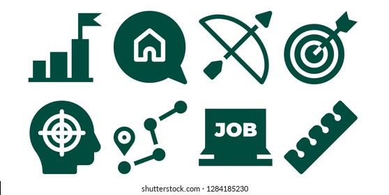  target icon set. 8 filled target icons. Simple modern icons about  - Target, Goal, Route, Advertising, Job search, Archery, Finger