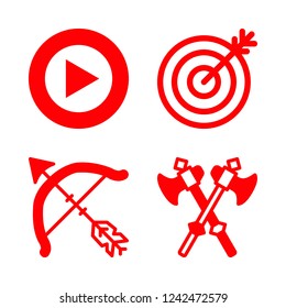 target icon set about bow and arrow, play arrows, archery and axes vector set