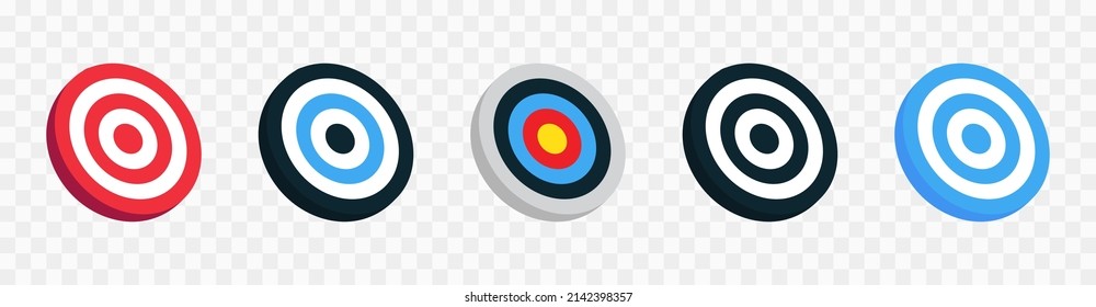 Target Icon Set. Archery Target Isolated On Transparent Background. Bullseye Concept Vector Illustration. Vector Graphic EPS 10