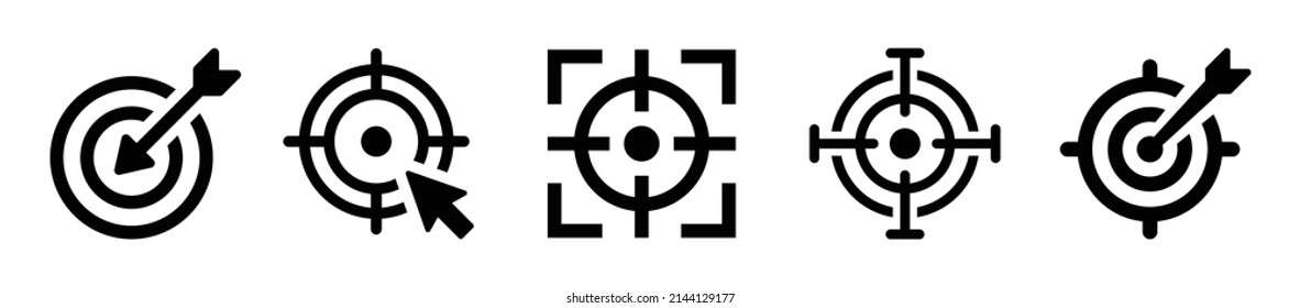 Target icon set in black design. Vector illustration