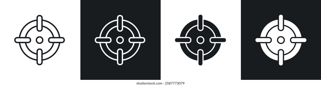 Target icon set black and white colors. Graphic Vector icons pack