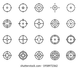 Target icon set. Collection of high quality outline web pictograms in modern flat style. Black Target symbol for web design and mobile app on white background. Line logo EPS10