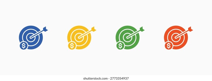 Target Icon Set Color Multiple Style Collection Illustration