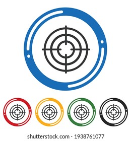 Target icon set. flat design vector illustration in 5 colors options for web design