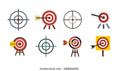 Target icon set. Flat set of target vector icons for web design isolated on white background
