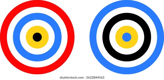 Conjunto de iconos de objetivo. iconos de enfoque. signo de vista de pistola. Signos de marca de disparo. tablero de objetivos de éxito
