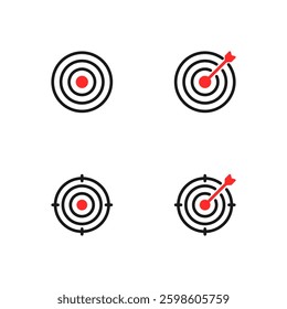 Target icon set. Goal icon, Aim icon. Dartboard icon.