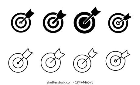 Conjunto de iconos de destino. vector de icono de objetivo. vector de icono de marketing de destino