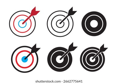Conjunto de iconos de objetivo. Vector de iconos de objetivo. Vector de iconos de marketing objetivo