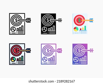 Target icon set with line, outline, flat, filled, glyph, color, gradient. Editable stroke and pixel perfect. Can be used for digital product, presentation, print design and more.