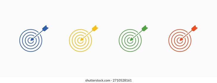 Target Icon Set Multiple Color Style Element For Design