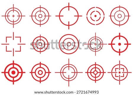 Target icon set. Red Target icons. Targeting, aiming for a shot. Archery, hunting and sports shooting. Vector illustration.