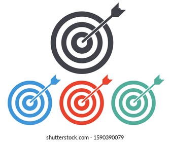 Target icon set - simple flat design isolated on white background, vector.