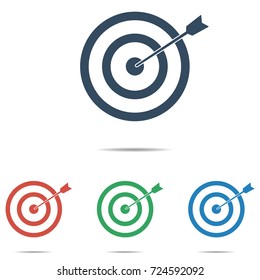 Target icon set - simple flat design isolated on white background, vector