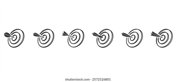 Target icon set. Strategy symbol. Success target icons collection. Set of flat icons related to success target board. Target vector illustration in transparent background. Eps10