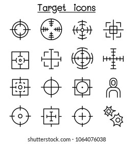 Target icon set in thin line style