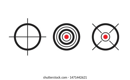 Target icon set in thin line style, flat design, vector clipart