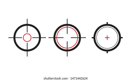 Target icon set in thin line style, flat design, vector clipart