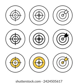 Icono de objetivo vector establecido. icono de objetivo vector. símbolo y signo de marketing de destino