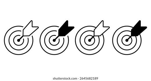 Ícone de destino definido. Ilustração vetorial.