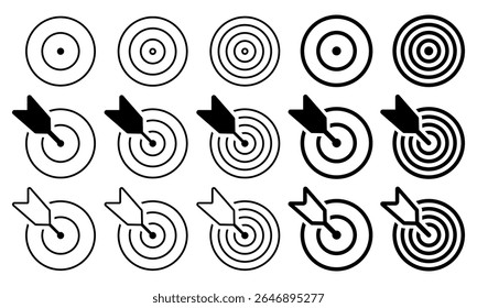 Conjunto de iconos de destino. Ilustración vectorial.
