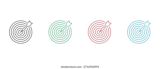 Vector del conjunto del icono del objetivo en el fondo blanco. Ilustración vectorial.