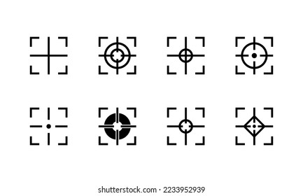 Target icon set.Target, call, goal icon. Target goal icon target focus arrow marketing aim. Vector illustration