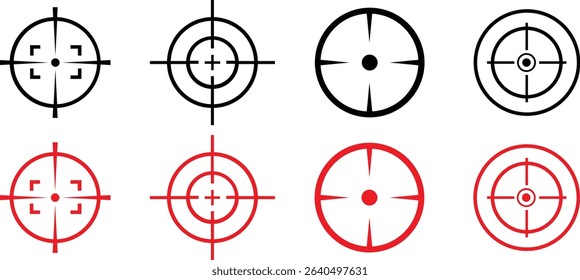 Target icon set.target icon on isolated background. Crosshair in black.Editable Stroke, Pixel Perfect, Stock Illustration. Goal symbol collection. Darts icon. Hitting the bullseye line.