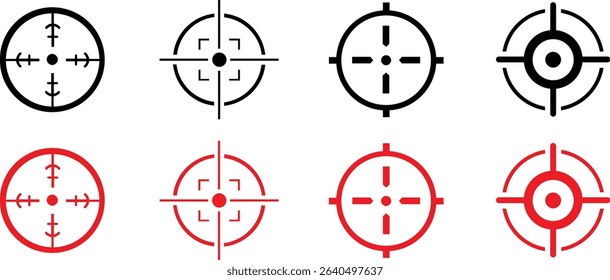 Target icon set.target icon on isolated background. Crosshair in black.Editable Stroke, Pixel Perfect, Stock Illustration. Goal symbol collection. Darts icon. Hitting the bullseye line.