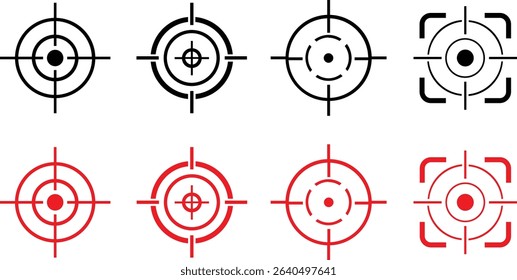 Target icon set.target icon on isolated background. Crosshair in black.Editable Stroke, Pixel Perfect, Stock Illustration. Goal symbol collection. Darts icon. Hitting the bullseye line.