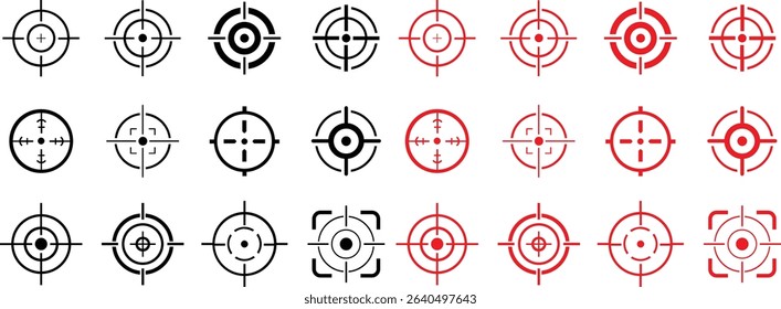 Target icon set.target icon on isolated background. Crosshair in black.Editable Stroke, Pixel Perfect, Stock Illustration. Goal symbol collection. Darts icon. Hitting the bullseye line.