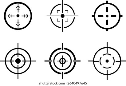 Target icon set.target icon on isolated background. Crosshair in black.Editable Stroke, Pixel Perfect, Stock Illustration. Goal symbol collection. Darts icon. Hitting the bullseye line.