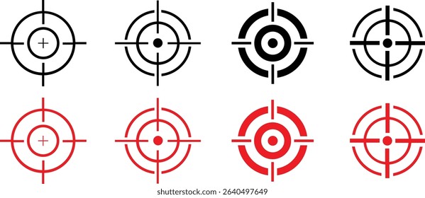 Target icon set.target icon on isolated background. Crosshair in black.Editable Stroke, Pixel Perfect, Stock Illustration. Goal symbol collection. Darts icon. Hitting the bullseye line.