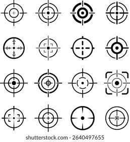 Target icon set.target icon on isolated background. Crosshair in black.Editable Stroke, Pixel Perfect, Stock Illustration. Goal symbol collection. Darts icon. Hitting the bullseye line.