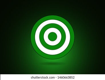 Target, target icon with shadow, isolated on green background. The concept of success. Vector illustration for your stylish design.