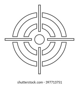 Target icon with the  shadow on  a white background, vector illustration