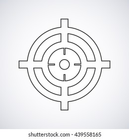 Target icon with the shadow on a white background, vector illustration