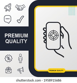 Target icon, sign, vector set, outline illustration concept. Extra vector elements for your design. Vector